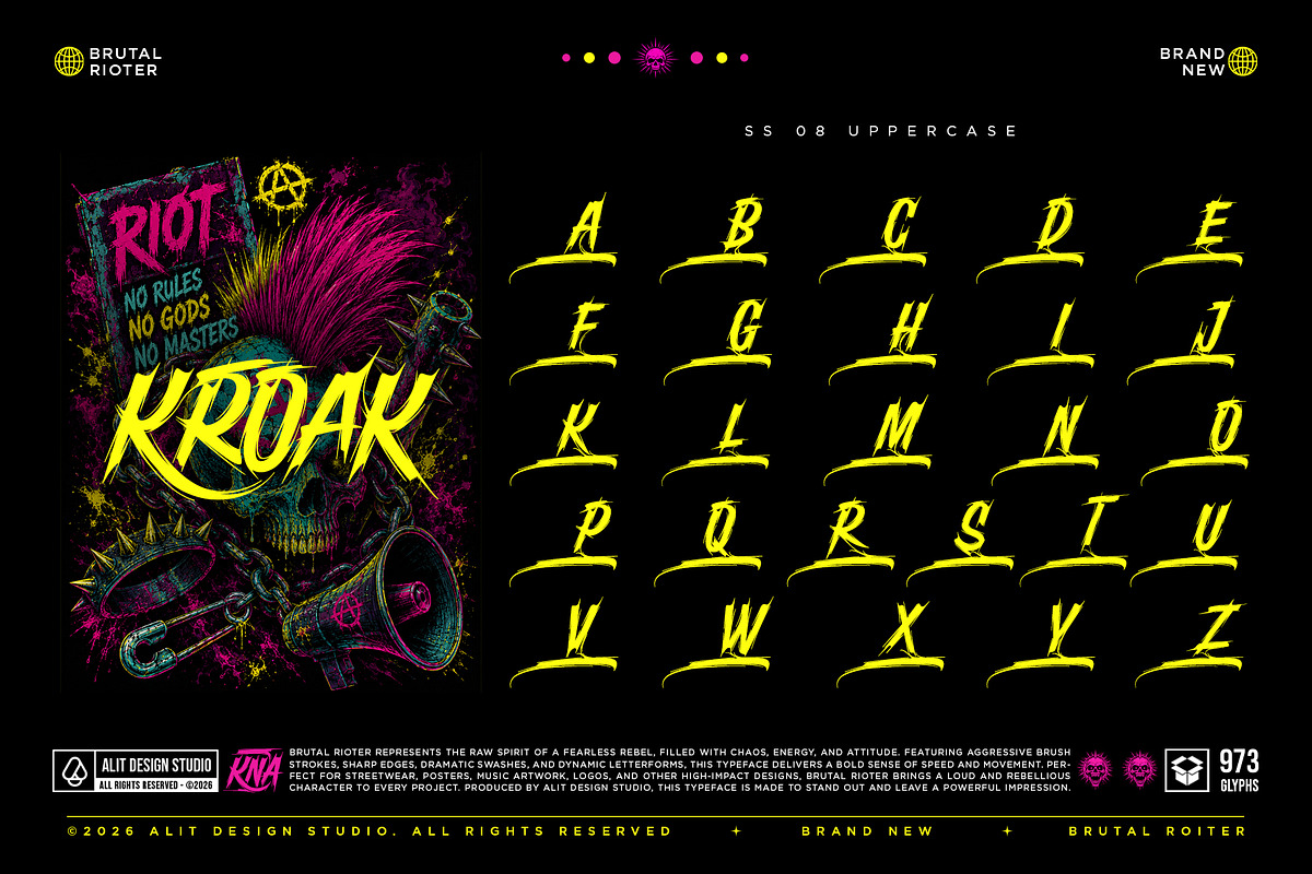 Brutal Rioter Typeface, a Script Font by alit design (Photo 18 of 20)