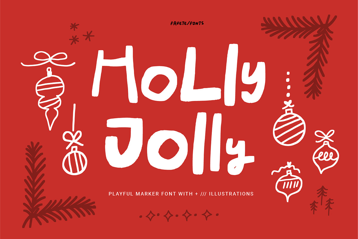 HOLLY JOLLY FONT & 97 ILLUSTRATIONS, a Handwritten Font by Favete Art (Photo 1 of 24)