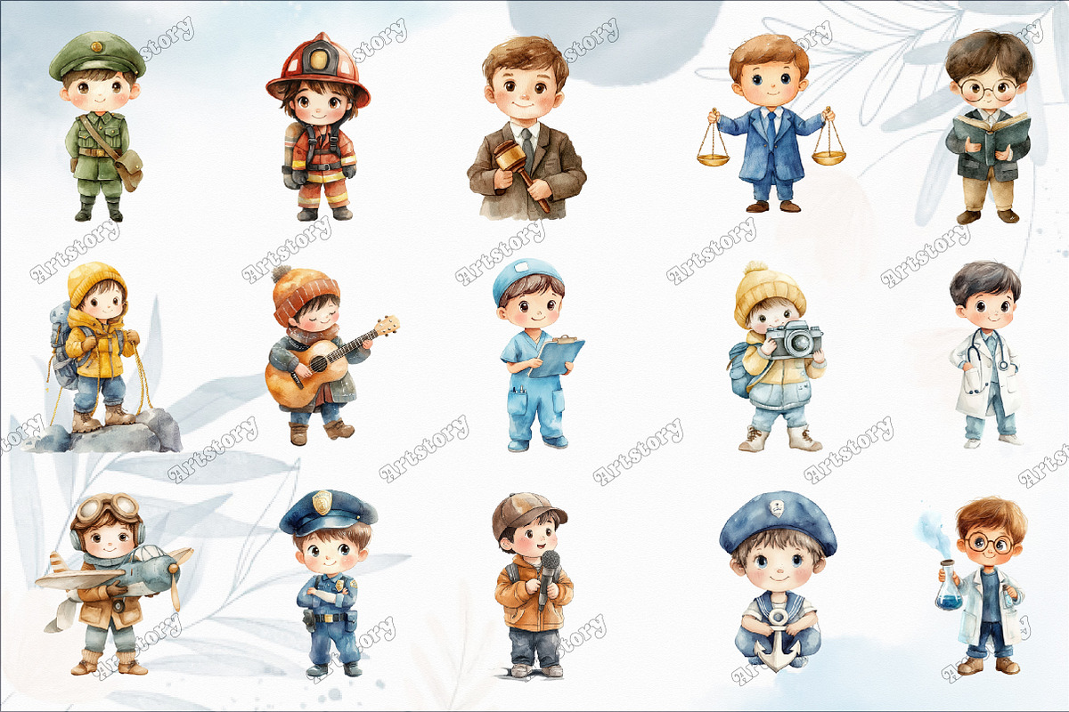 Watercolor Career Day Clipart, an Illustration by designcity5 (Photo 2 of 5)