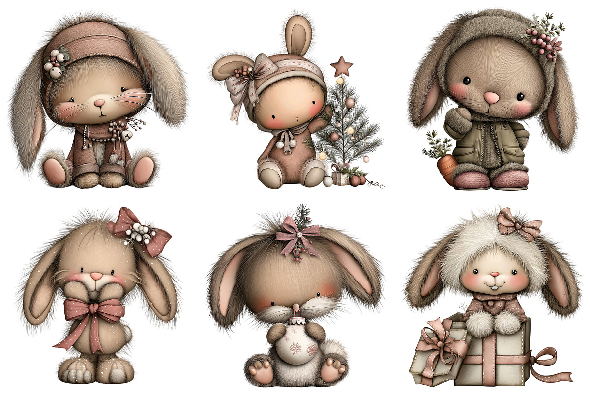 Whimsical Christmas Fluffy Bunny PNG, an Illustration by Craft Nest (Photo 9 of 11)