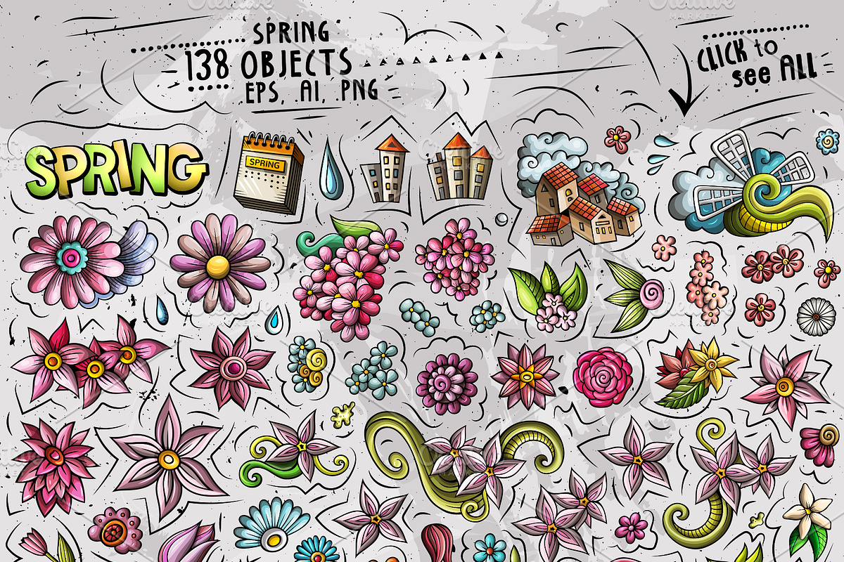 Spring Cartoon Objects Set, an Object Graphic by BALABOLKA (Photo 2 of 4)