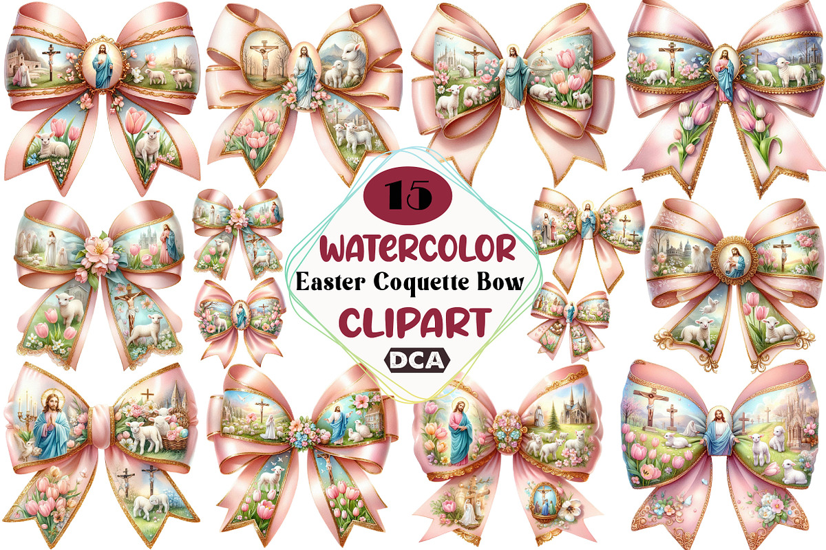 Easter Coquette Bow Clipart, an Illustration by DreamCafeArt (Photo 1 of 5)
