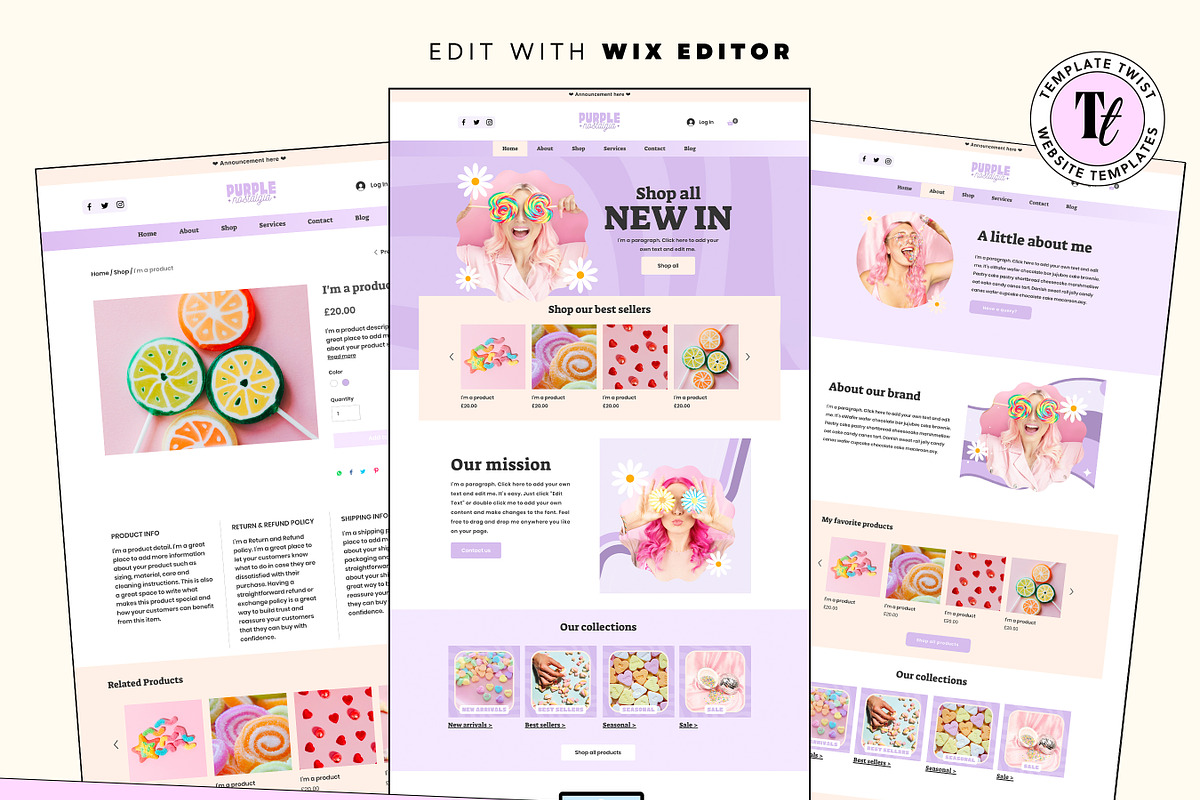 Purple Wix Store Template Bundle, a Wix Template by Template Twist Shop (Photo 3 of 10)