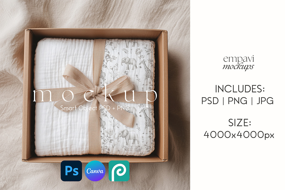 Muslin Blanket Mockup, a Merchandise Mockup by EmpaviMockups (Photo 1 of 6)