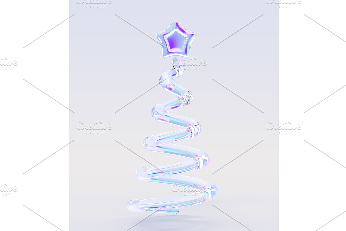 3d glass spiral Christmas tree with, a Seasonal Illustration by Marozhkastudio
