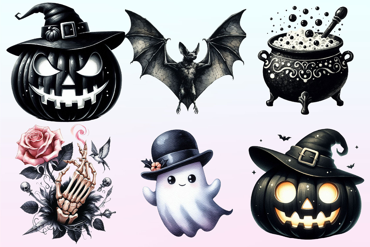Black White Halloween Clipart, a Graphic by CitraGraphics (Photo 3 of 4)