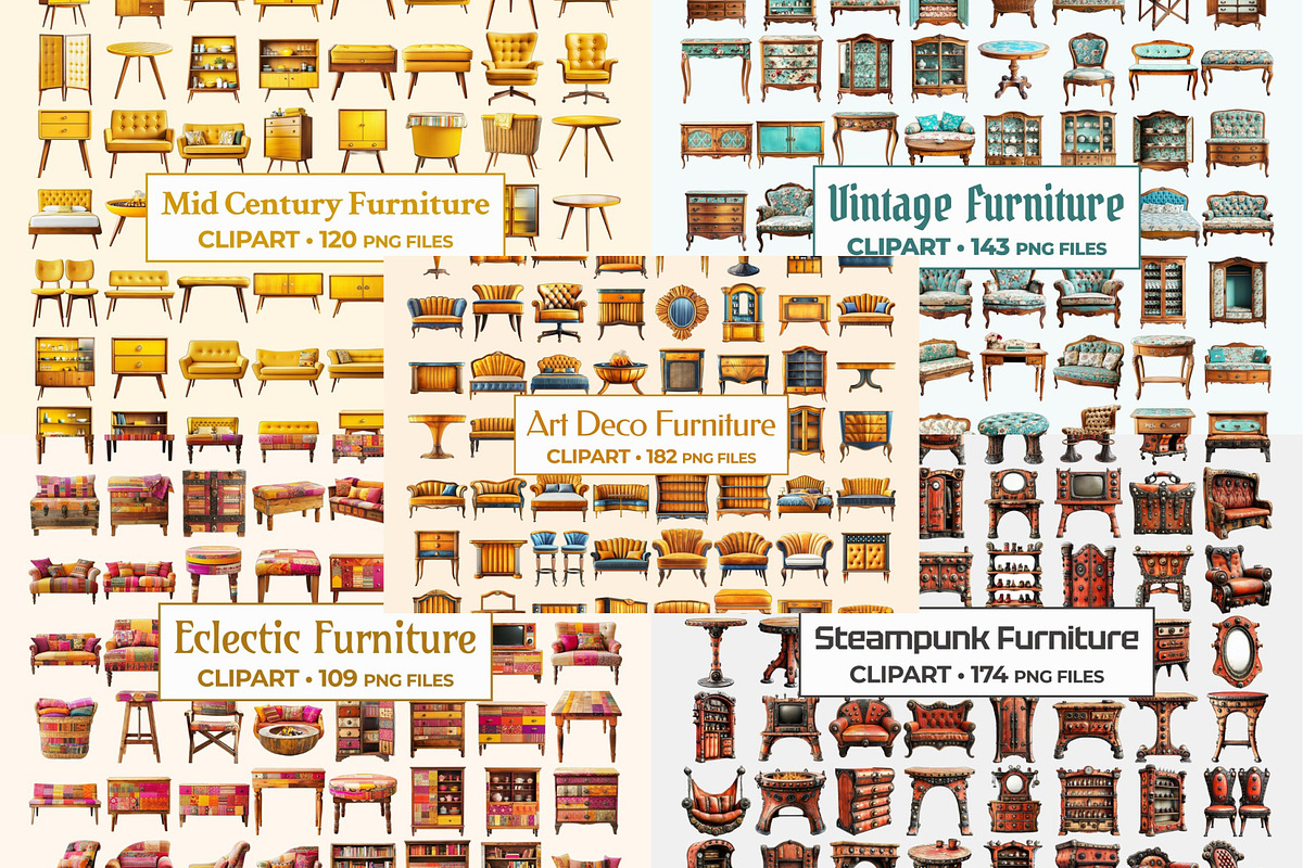 Furniture Clipart Mega Bundle, an Object Graphic by Project Deco (Photo 5 of 5)
