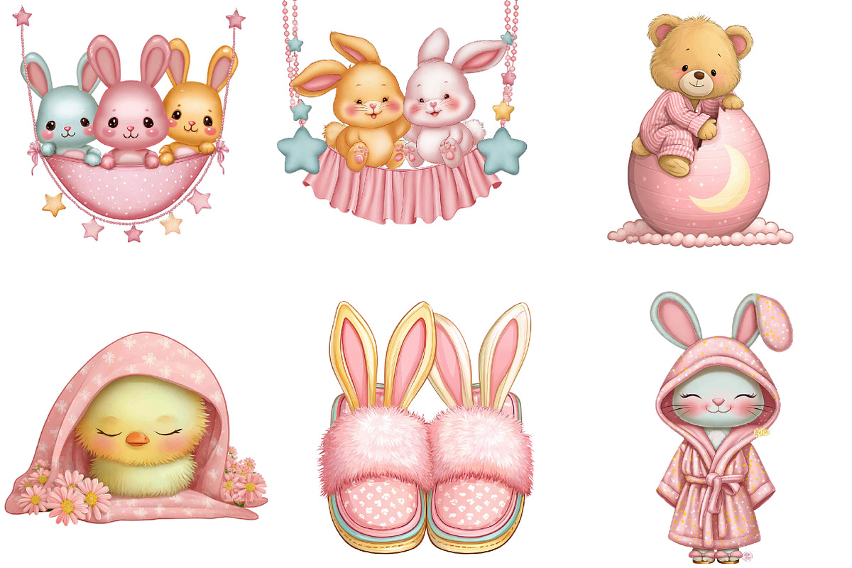 Slumber Party Easter Clipart, an Illustration by DreamArtGraphic (Photo 4 of 5)