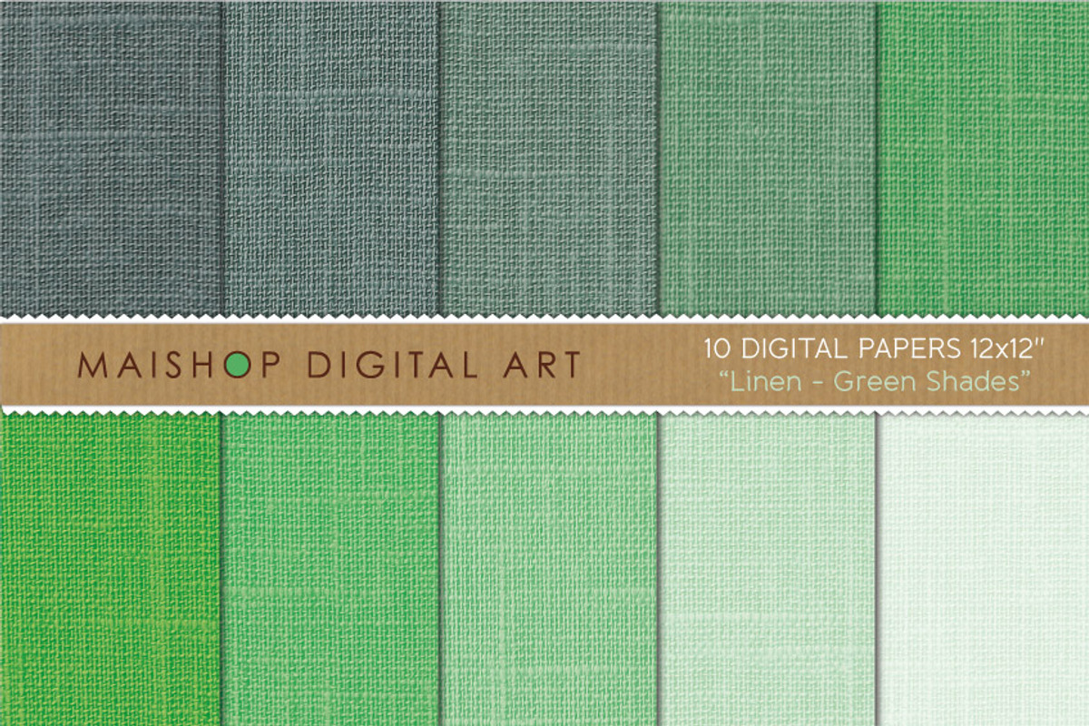 Digital Papers Linen Green Shades