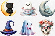 Watercolor Kawaii Halloween Clipart, an Illustration by Black Bird Studio (Thumbnail 3 of 6)