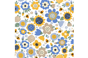 Cute cartoon honey bees, and doodle, an Object Illustration by Toltemara