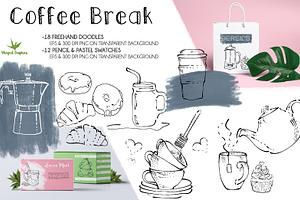 Coffee break handdrawn illustrations, an Object Graphic by Winged Graphics
