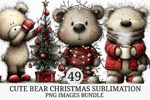 Cute Bear Christmas Sublimation, an Illustration by Craft Nest