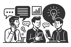 Business Communication and Mobile, a Person Illustration by AlexArt
