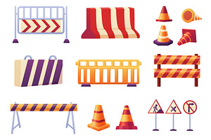 Road barricade elements. Striped, an Illustration by LadadikArt