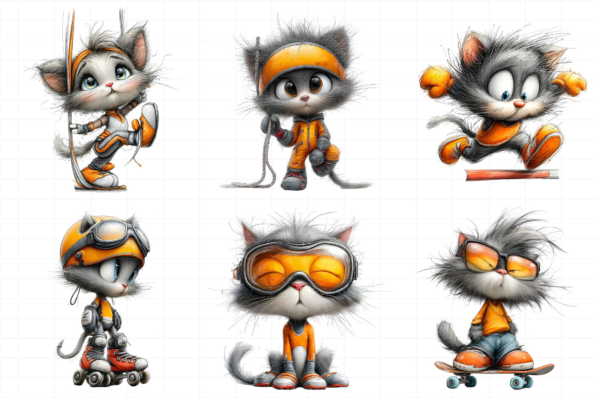 Sporty Cat Clipart Bundle, an Illustration by Daily.Designs (Photo 3 of 5)
