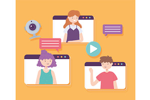 people video conference, a Person Illustration by studiogstock