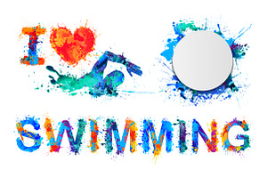 Watercolor Swimmer. Vector