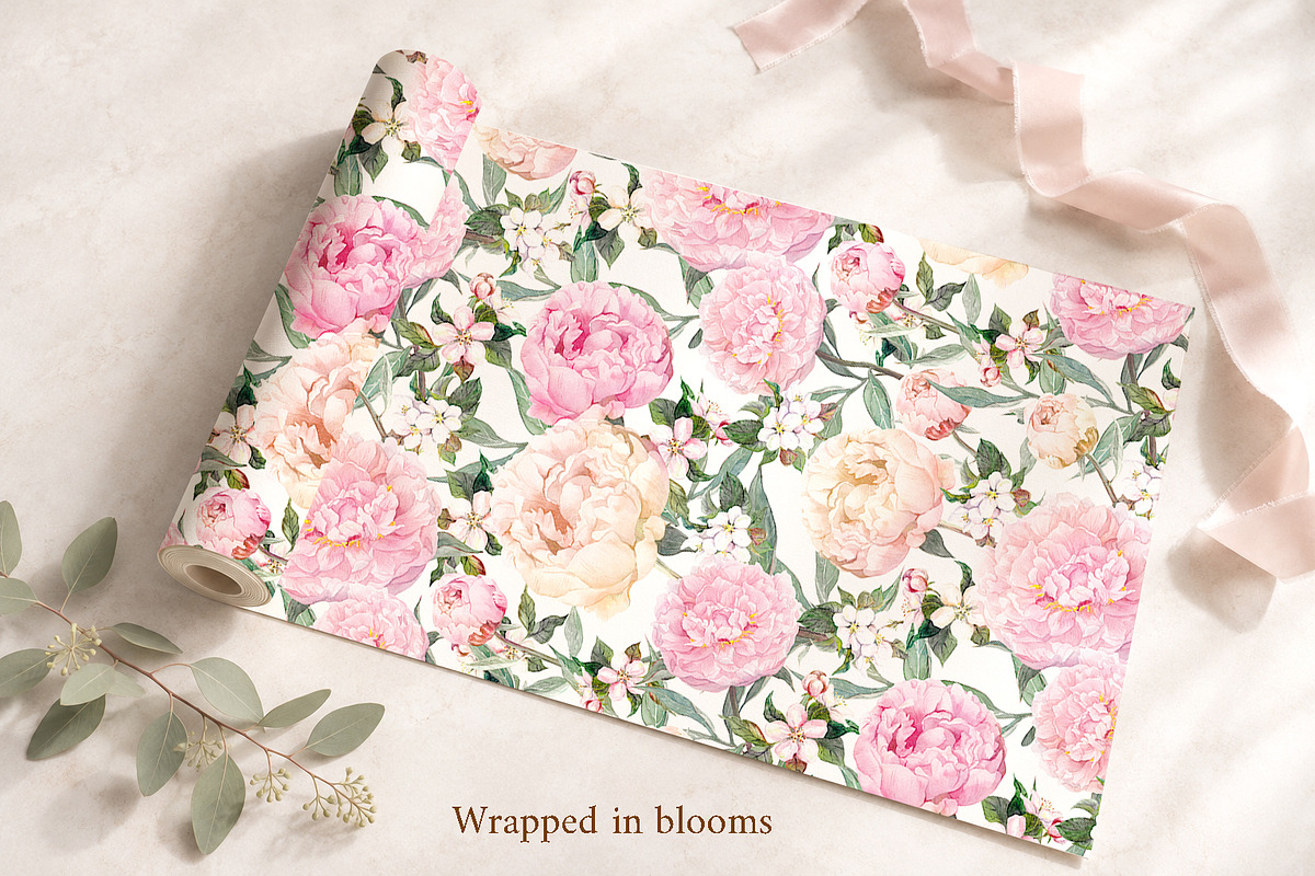 Blush Garden Peony Watercolor Set, a Seasonal Illustration by Where summer is (Photo 9 of 12)