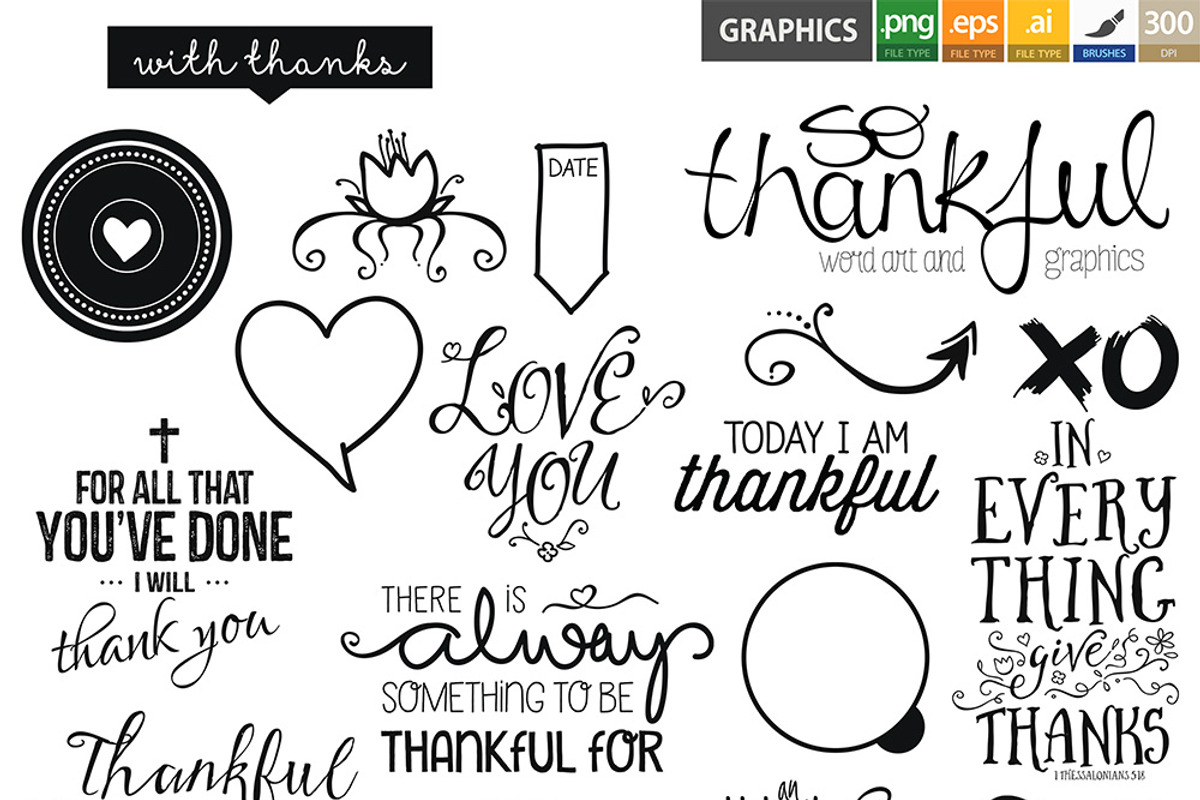So Thankful: Brushes & Overlays, an Illustration by WhiteSpace Design Studio (Photo 1 of 2)