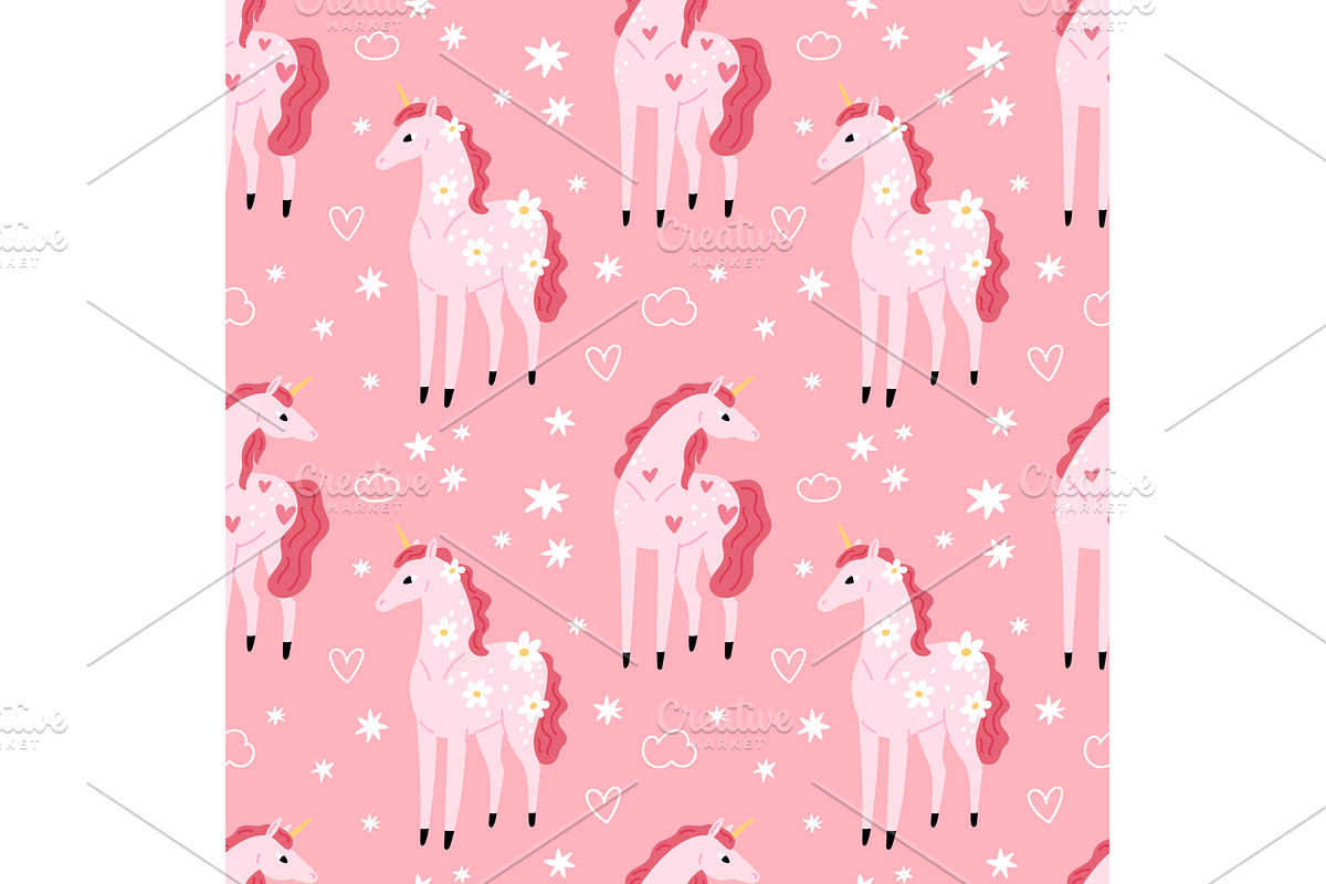 Funny unicorn seamless pattern, an Animal Illustration by YummyBuum