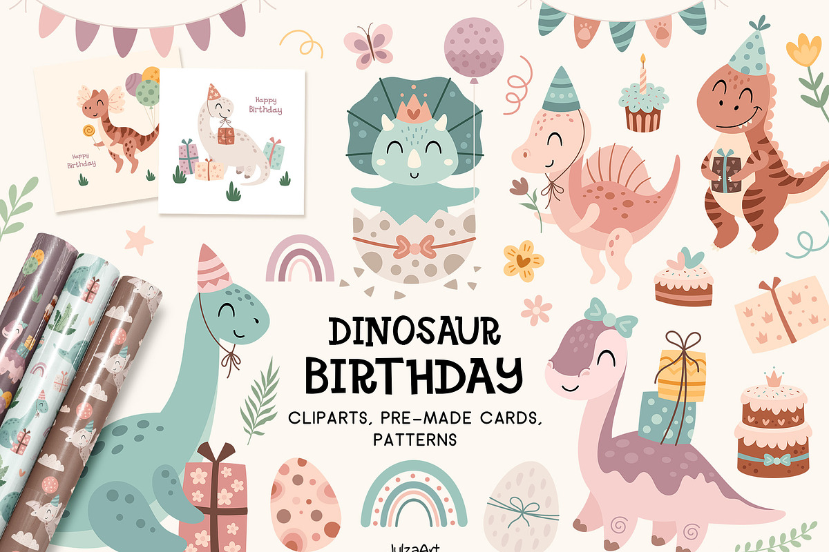 Dinosaur Birthday collection, an Animal Illustration by JulzaArt (Photo 1 of 9)
