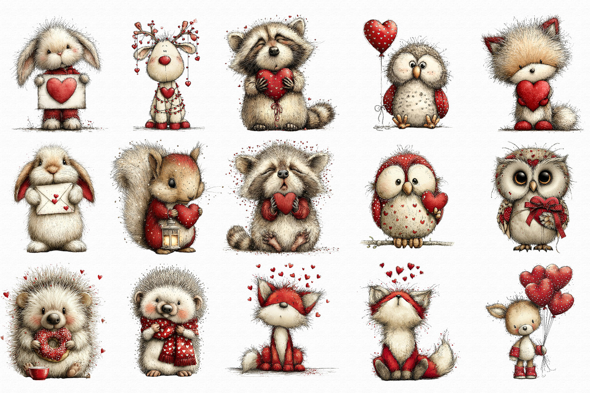 Cute Valentine Forest Animals Clipar, an Illustration by Libby Wishes (Photo 5 of 7)