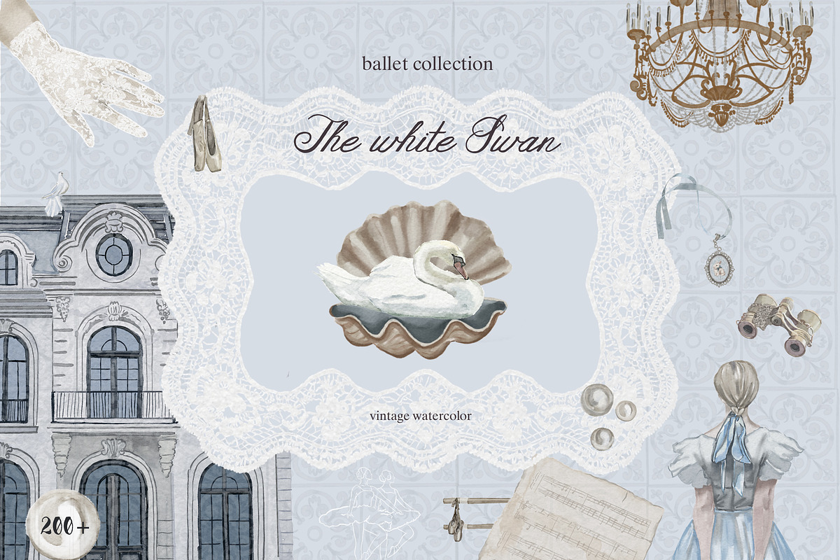 The White Swan Ballet vintage set, a Decorative Illustration by Amely.Art (Photo 1 of 14)