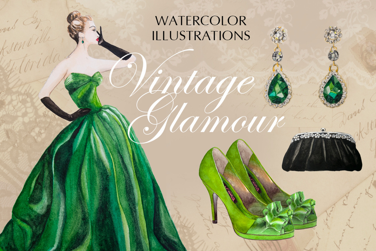 Vintage Glamour Emerald Collection, a Graphic by The WillowWood Studio (Photo 1 of 3)