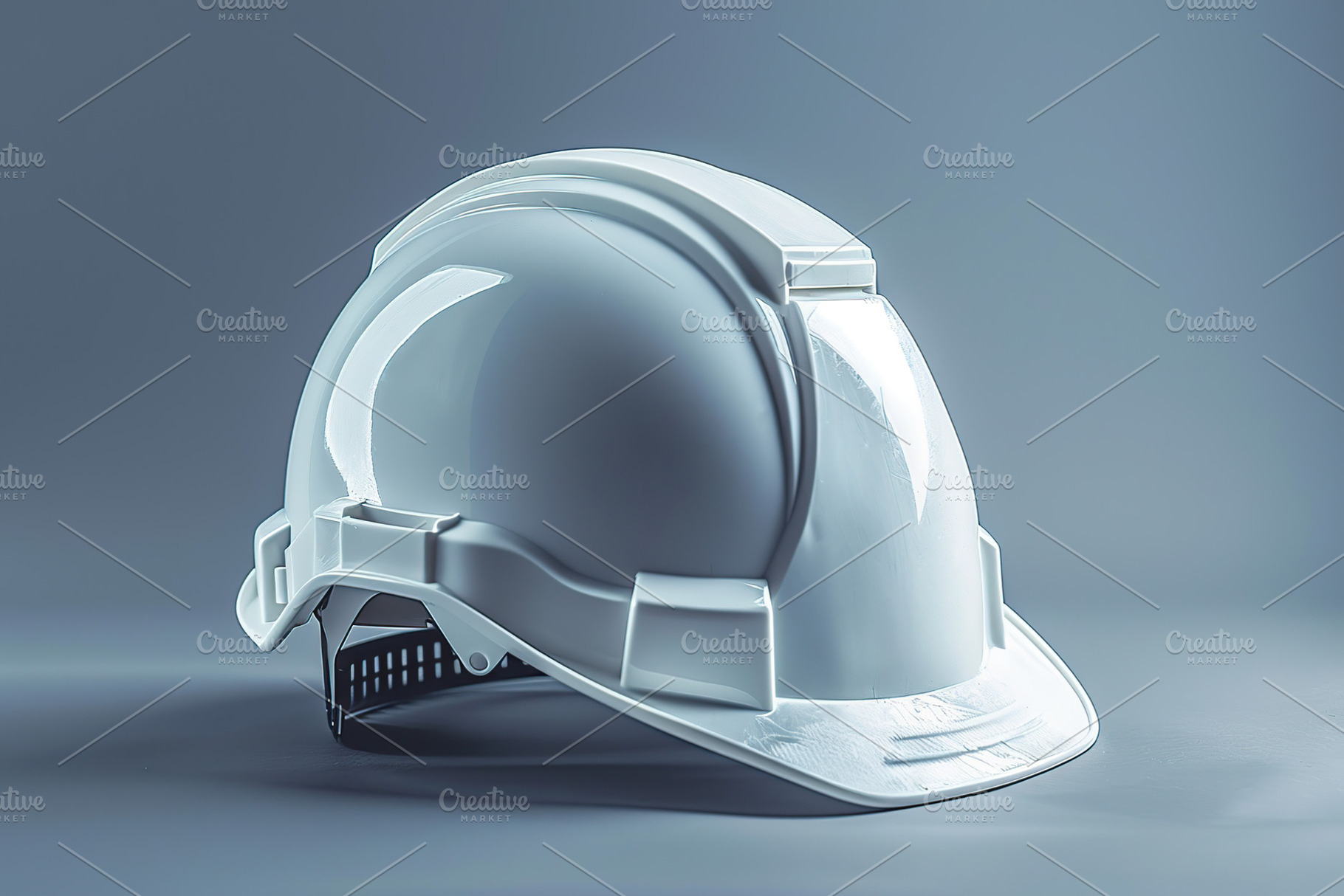 White safety helmet on grey background, a Photo by AlyaAnd