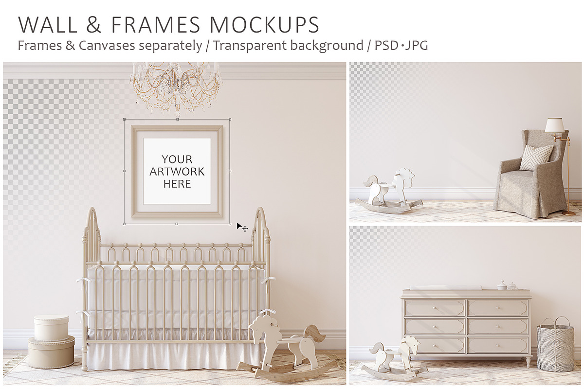 ROMANTIC NURSERY Wall&Frame Mockups, a Poster Template by MyHomeMockups (Photo 1 of 10)