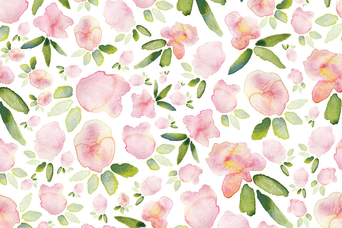 Watercolor abstract floral pattern, a Pattern Graphic by Anya-D