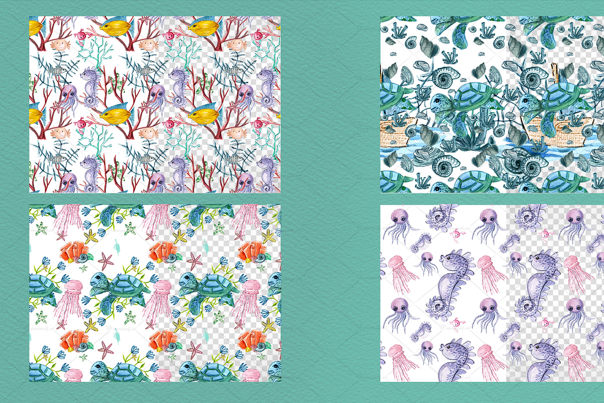Ocean Whimsy Watercolor Wonders, an Illustration by Amarawolf's Art (Photo 6 of 18)