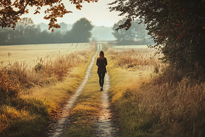Woman walking on a lonely path, a Nature Photo by MistyDay