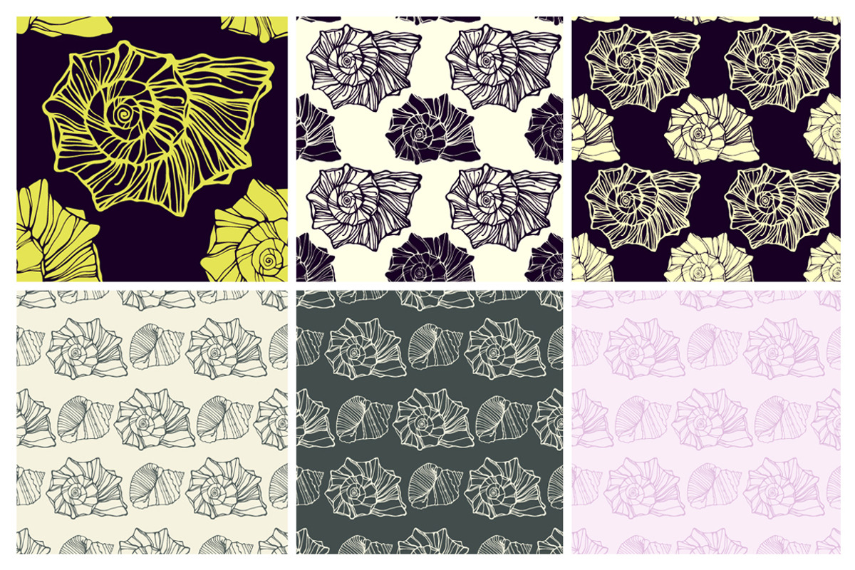 22 Seashells seamless patterns set, a Pattern Graphic by IreneArt illustrations (Photo 4 of 5)