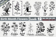 Birth Month Flowers SVG PNG Bundle, an Illustration by Actual Pixel (Thumbnail 1 of 24)