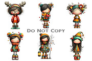 Quirky Christmas Cute Girl Clipart, an Illustration by Craft Nest (Thumbnail 2 of 8)