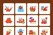 Crab Flat Vector Icons Bundle, an Emoji Icon by Brickclay (Thumbnail 10 of 12)