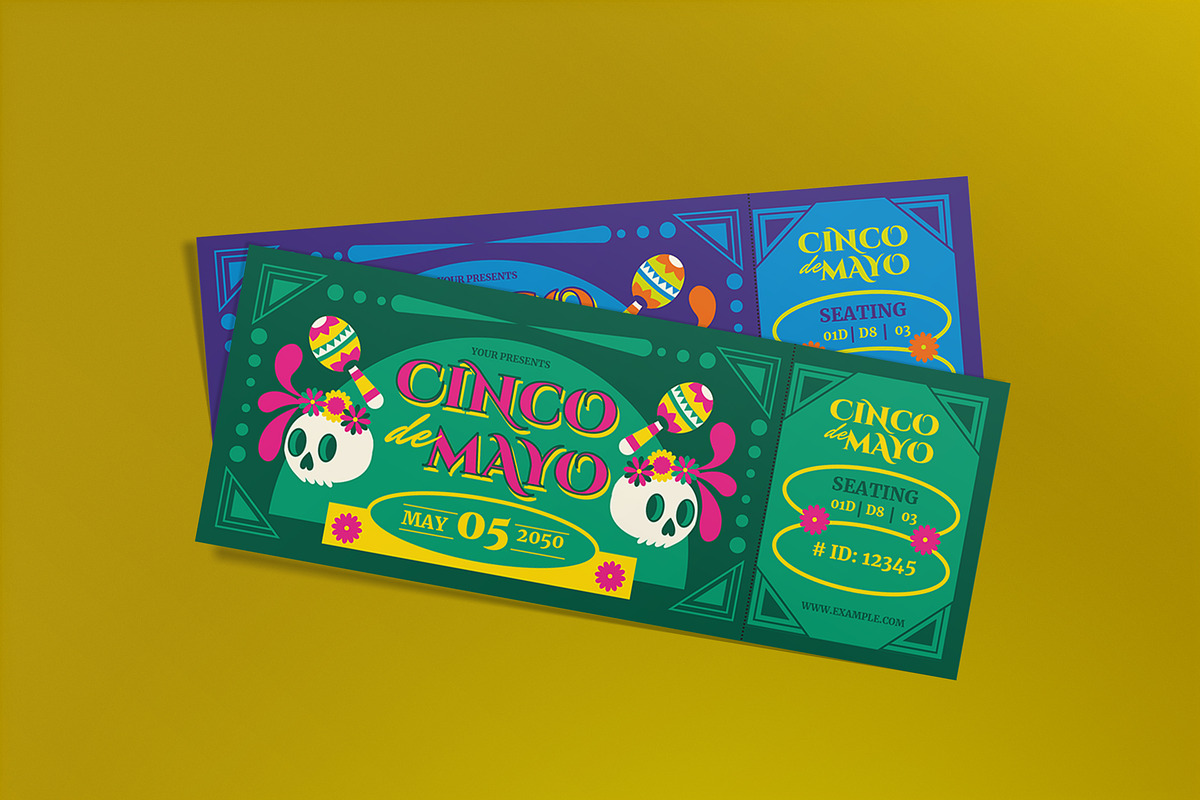 Art Deco Cinco De Mayo Ticket, a Card Template by graphicook (Photo 1 of 3)