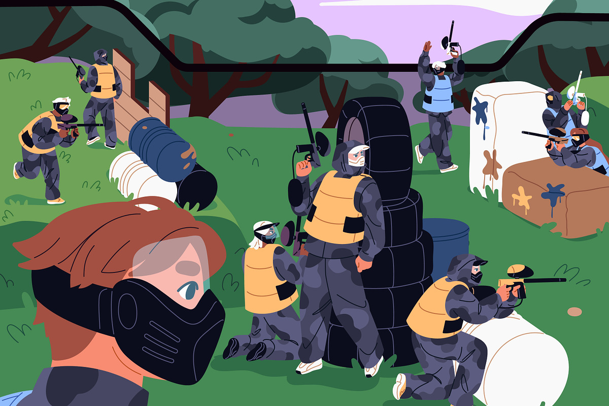 People teams play paintball game, a Sport Illustration by PaperTrident (Photo 2 of 3)