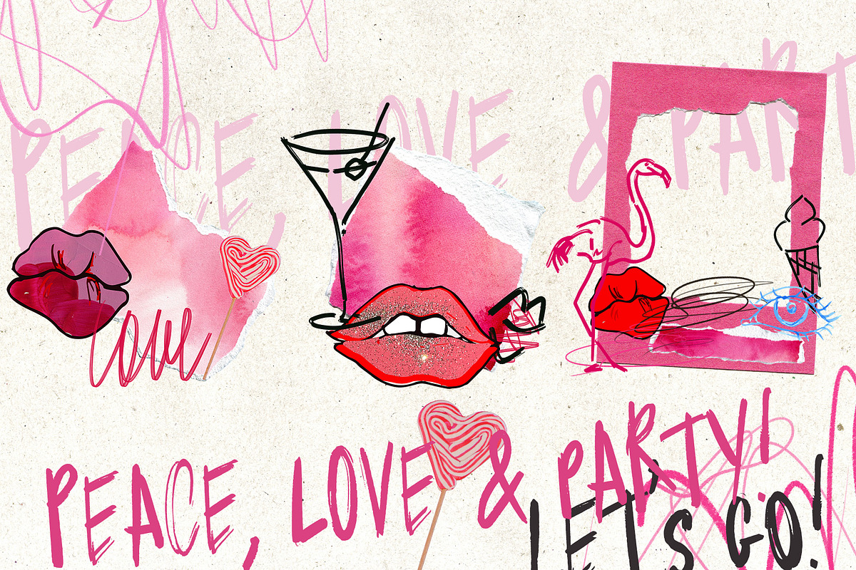 Just Pink collage background texture, an Object Graphic by Yuliya Derbisheva (Photo 7 of 14)