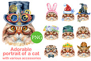 Portrait of Highland fold cat, an Animal Illustration by Watercolor fantasy (Thumbnail 1 of 5)