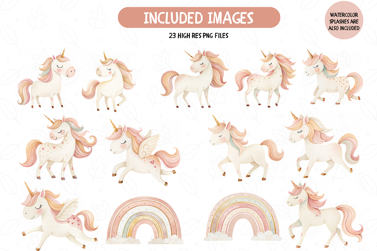 Watercolor Unicorn Clipart, an Illustration by TatiMockup (Photo 2 of 4)