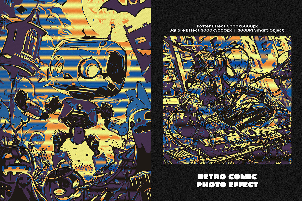 Retro Comic Square,Poster Effect, a Layer Style Add-On by dokudokunomi