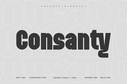 Consanty - Condensed Font, a Sans Serif Font by Iqsiart Studio