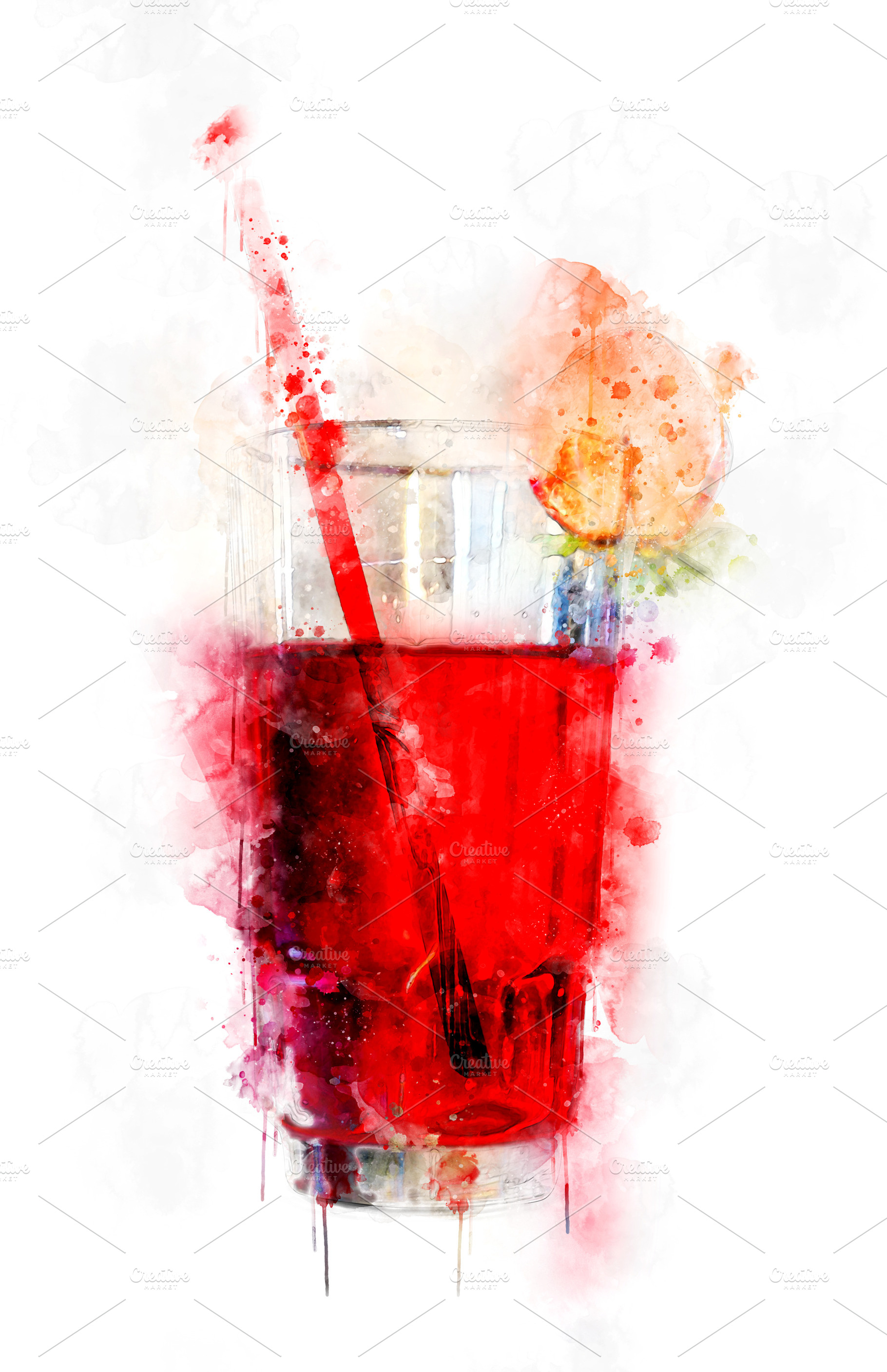 Watercolor Illustration Red Juice, a Food & Drink Photo by MDG