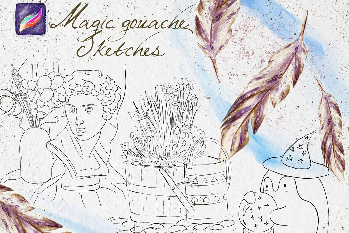 Magic Gouache Brushes for Procreate, a Brush Add-On by BooStudio (Photo 9 of 9)
