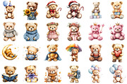 Teddy Bear Watercolor Clipart, an Illustration by Sublimation Artist (Thumbnail 2 of 6)