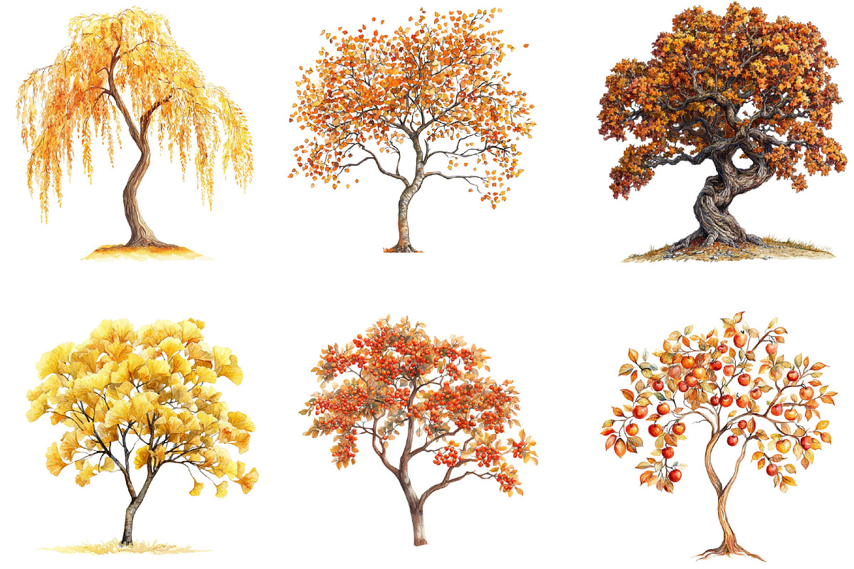 Watercolor Autumn Tree PNG Clipart, a Seasonal Illustration by SVGArt (Photo 4 of 5)