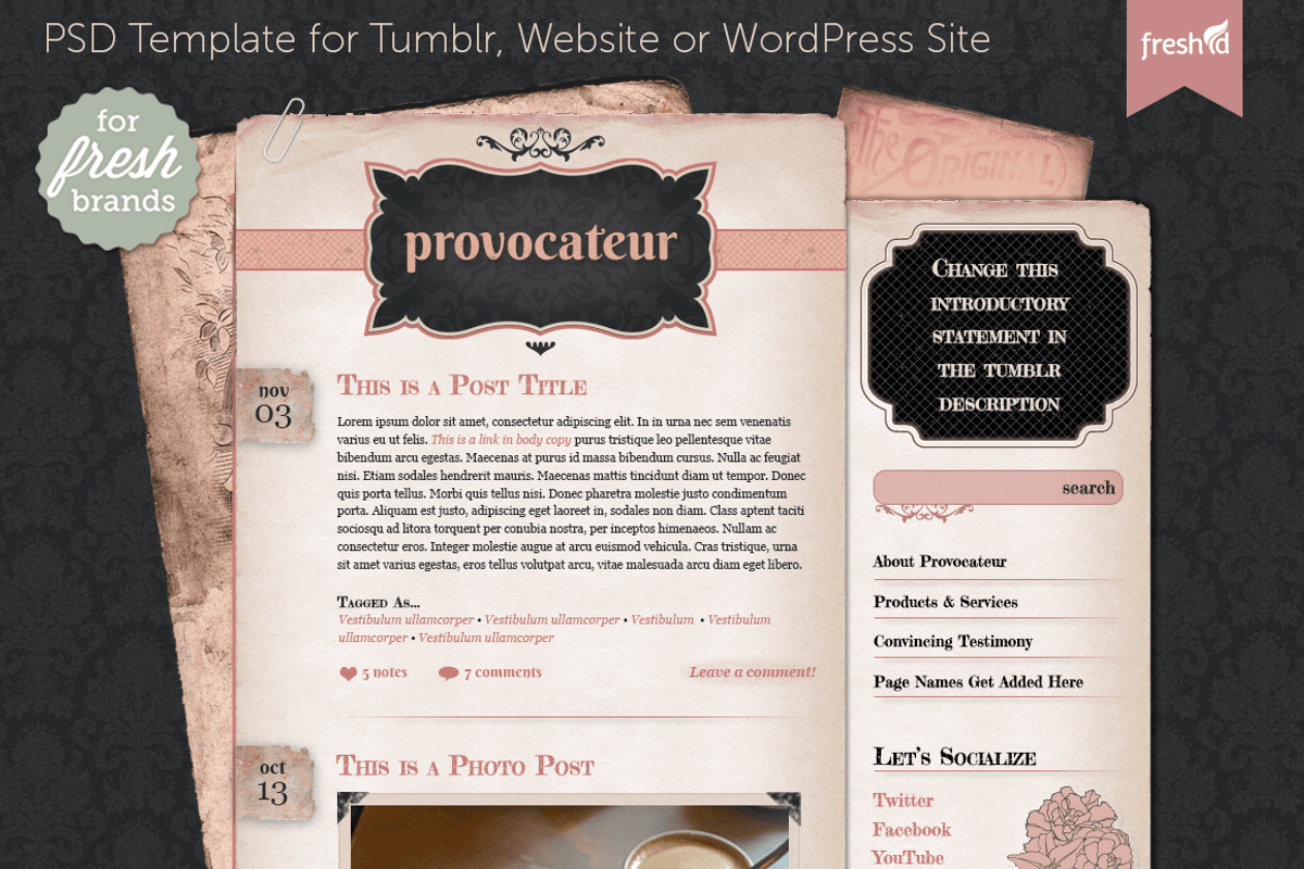 Provocateur Website Template, a Websites & App Template by Fresh ID (Photo 1 of 2)